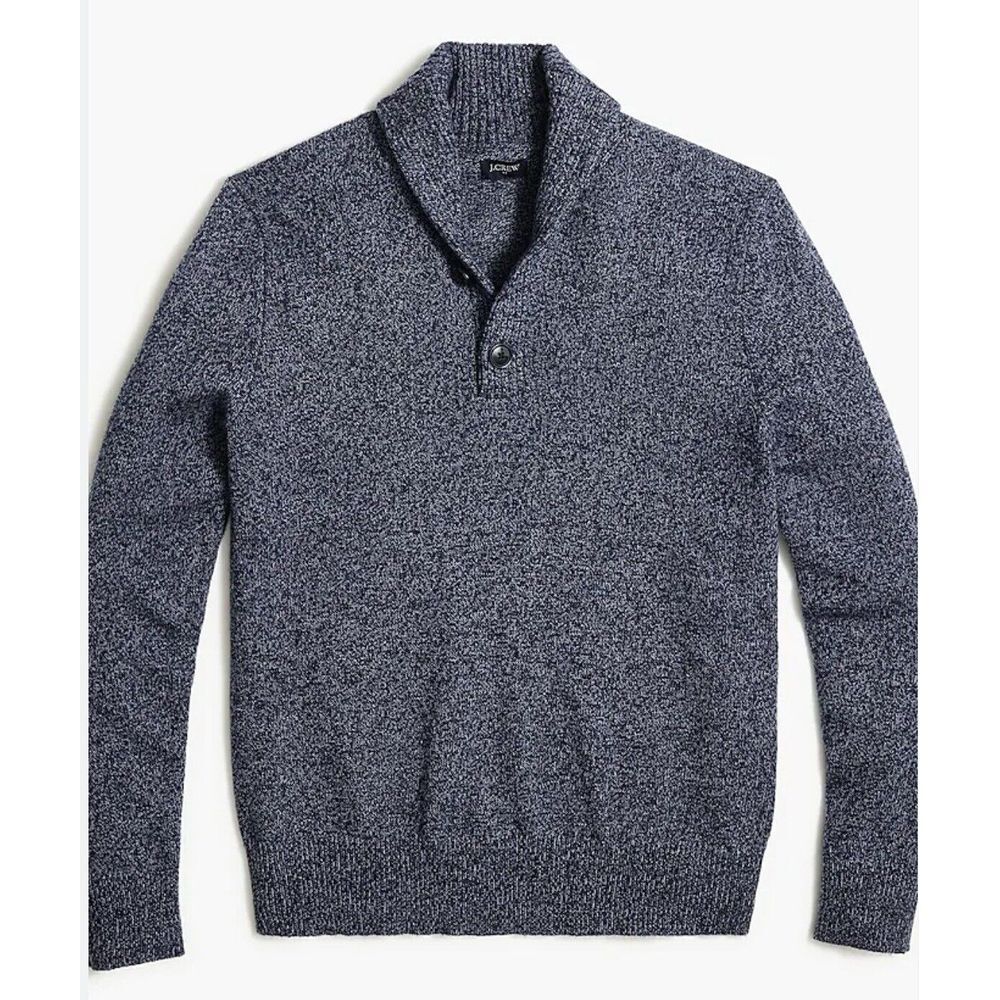 J. Crew Sweater Men's Large Knit Shawl Collar Lambs Wool Blend Soft Long Sleeve
